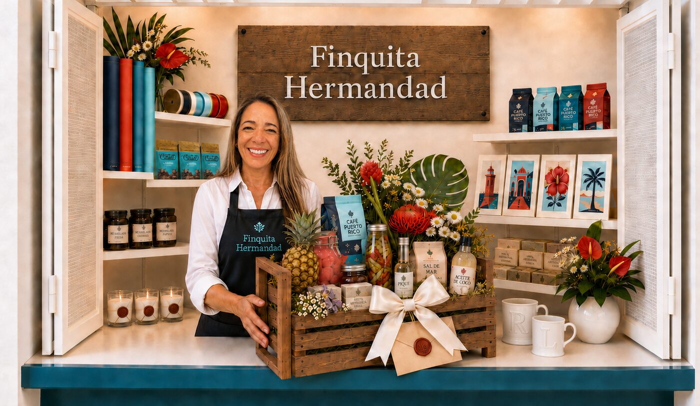 Finquita Hermandad: caja de regalo de madera fina con productos puertorriqueños, en nuestro espacio de agroproductos locales